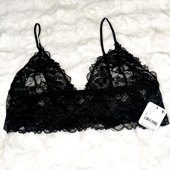 Free People Other - Free People Everyday Lace Bralette NWT Size L, Black.